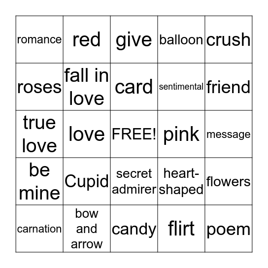 Valentine's Day Bingo Card