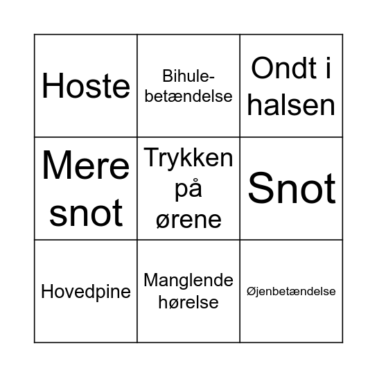 Sygdomsbingo Card