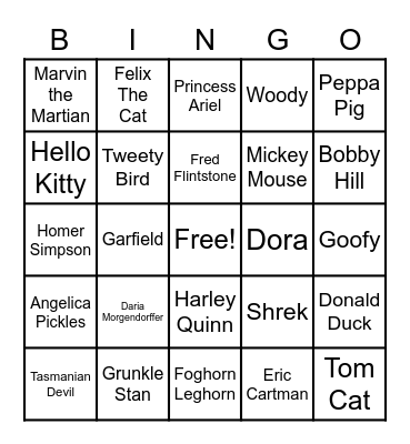 03 - Cartoons Bingo Card