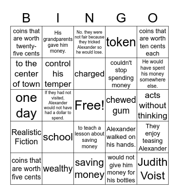 Alexander Bingo Card