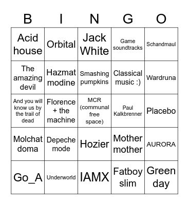 Superior music taste Bingo Card