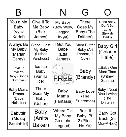 BABY MUSIC BINGO Card