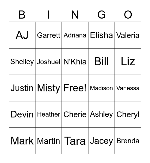 Castle Names Bingo Card