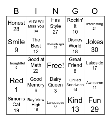 Michael BINGO Card