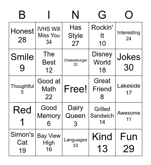 Michael BINGO Card