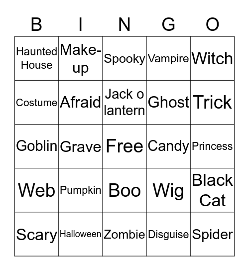 Halloween Bingo Card