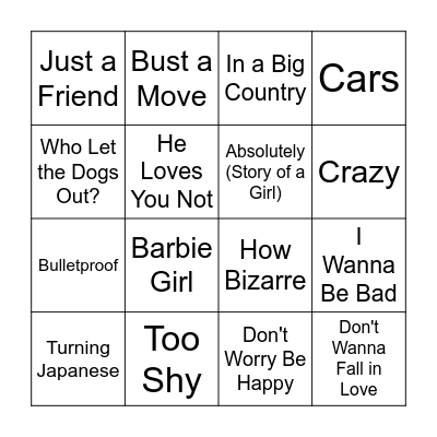 One Hit Wonders Bingo Card