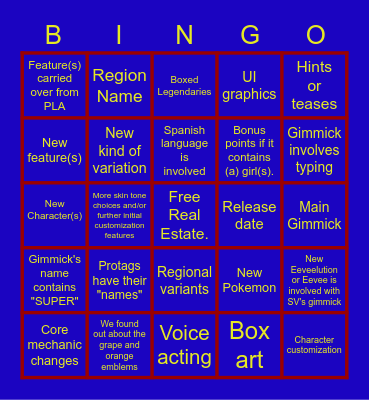 Pokemon SV Bingo Card Bingo Card