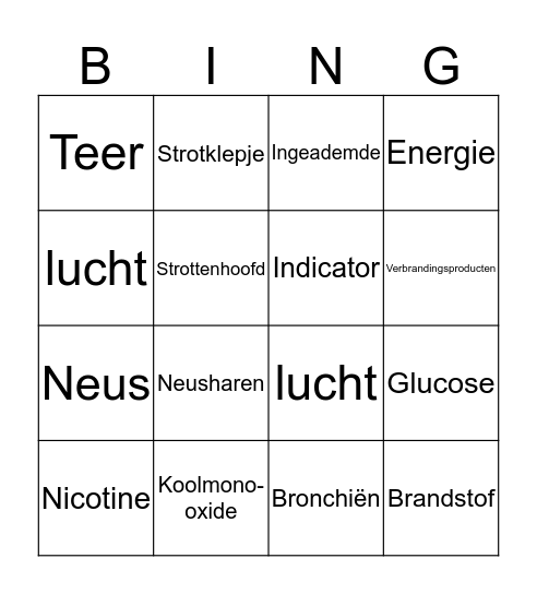 Thema 1 Bingo klas 2 Bingo Card