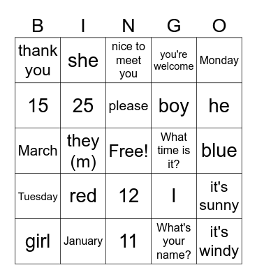 Review Bingo Card