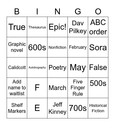 Media Center Bingo Card