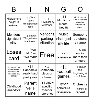 Grad bingo Card