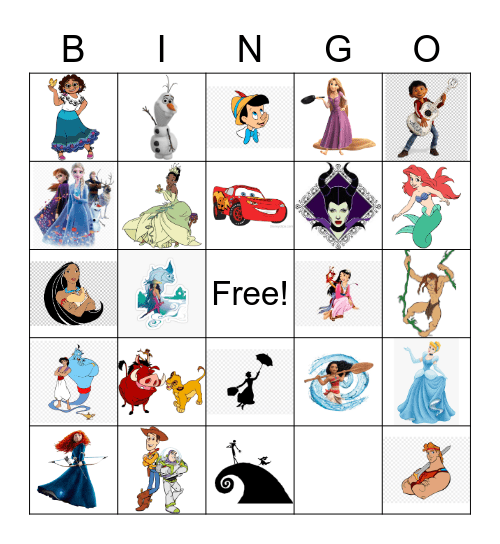 Disney Music Bingo Card