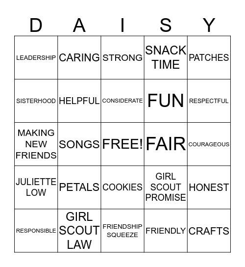 DAISY BINGO Card