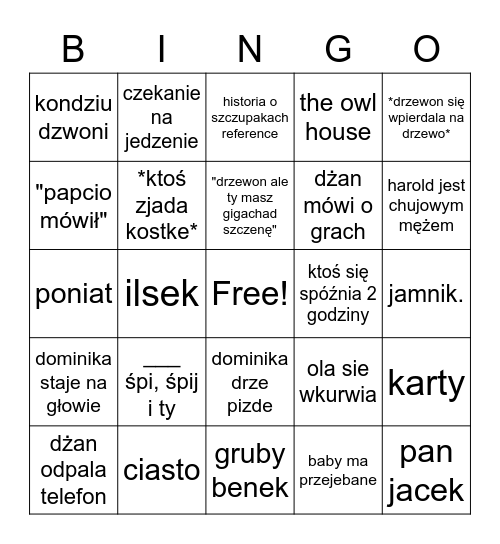 Sesyja bingo Card
