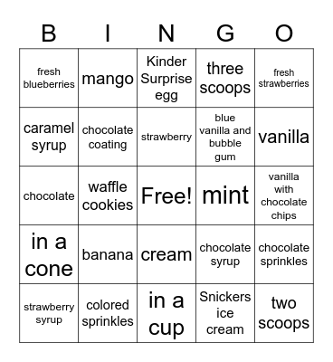 Eisbecher! Bingo Card