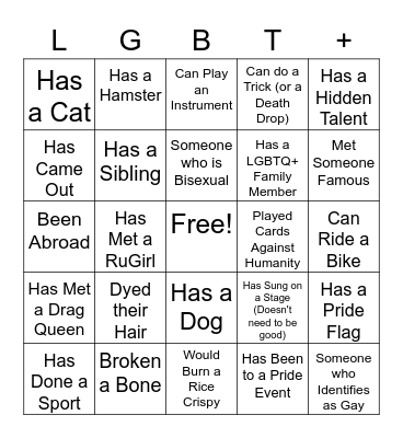 LGBT Bingo Card