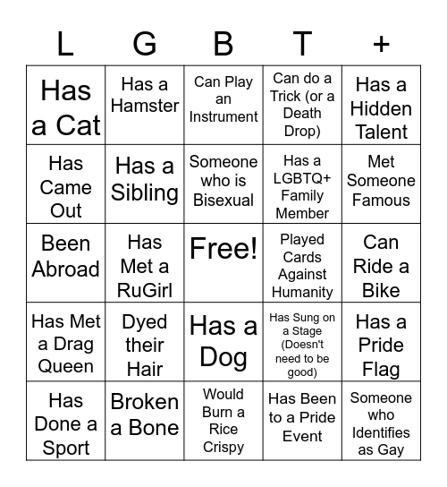 LGBT Bingo Card