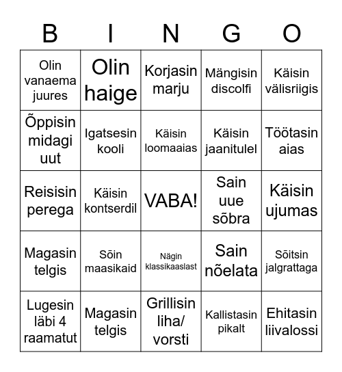 SUVEBINGO Card