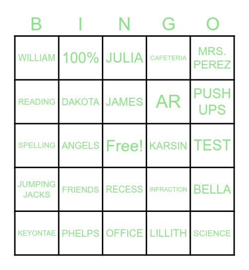ROOM 28 Bingo Card