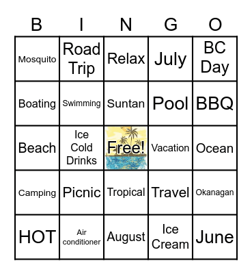 Summertime Bingo Card