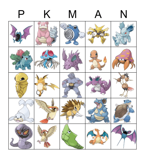 Pokemens Guess Who Bingo Card