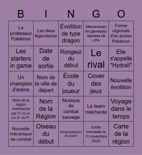 Infos du trailer Bingo Card