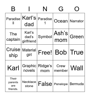 Alien Road bingo Card