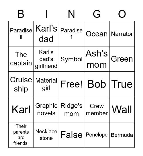 Alien Road bingo Card