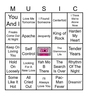 MYR MIX-A-LOT 80's Bingo Card