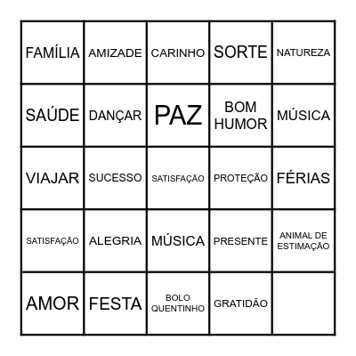 FELICIDADE Bingo Card