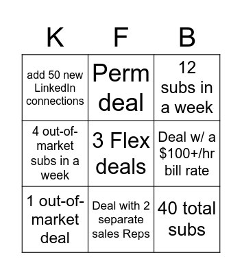 KForce Bingo Card