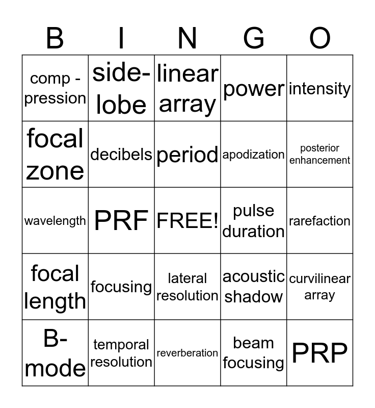 Physics Review Bingo Card