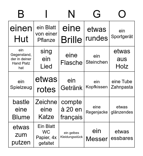 Hütten Bingo Card