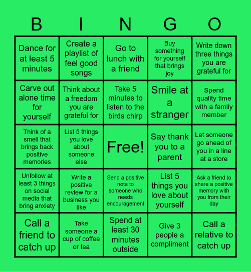 Joyful June Challenge Bingo Card