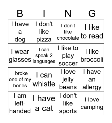 People Bingo Card