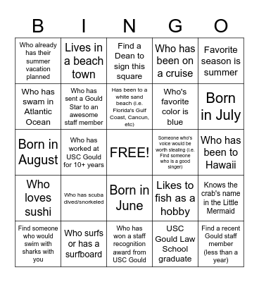2022 Staff Appreciation Mingle Bingo Card