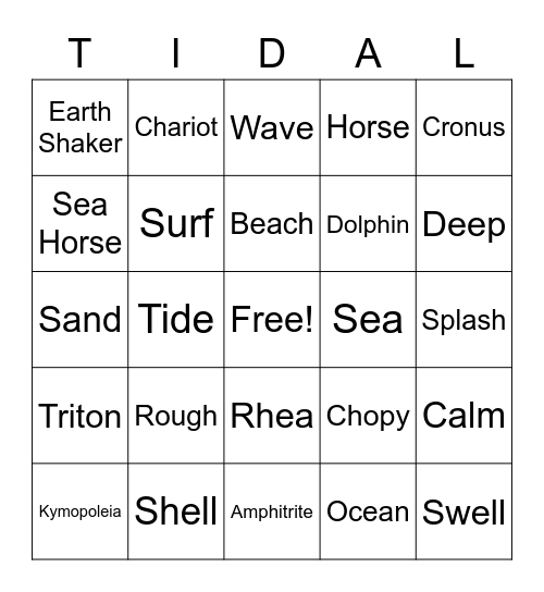 Poseidon Bingo Card