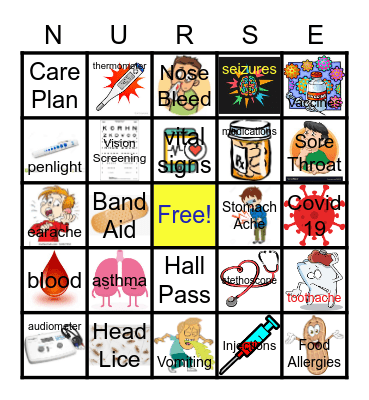 School Nurse Bingo Card