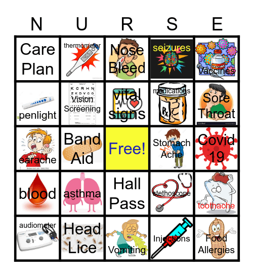 School Nurse Bingo Card