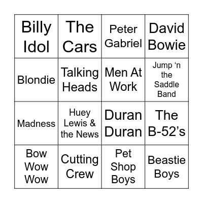 Boogie Down Bingo Card