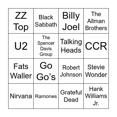 Boogie Down Bingo Card