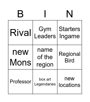 Pokémon SV Trailer Bingo Card