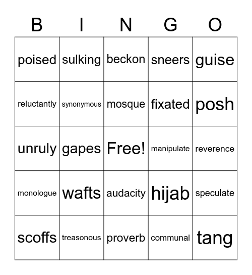 Other Words for Home Vocabulary Bingo Card