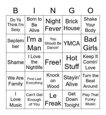 Disco Singo Bingo Card