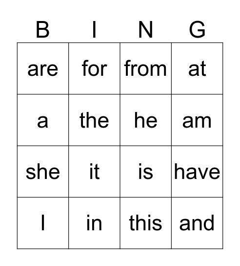 RED SIGHT WORDS Bingo Card
