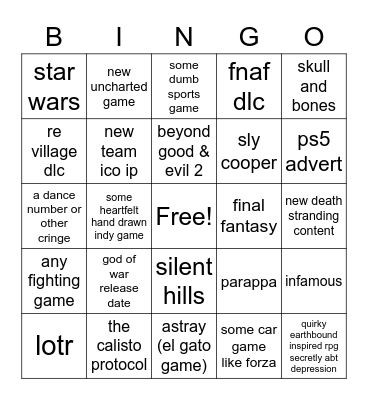 state of play 2022 bingo Card