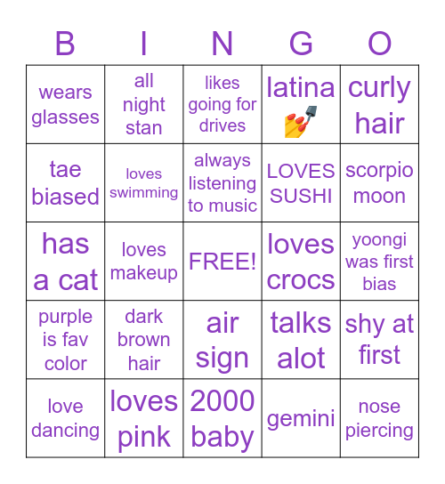 LIA Bingo Card