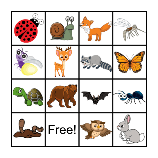 Forest Animals/Insects Bingo! Bingo Card