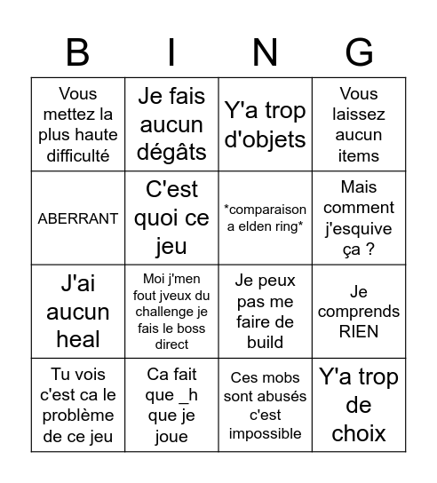 Robin Bingo Card